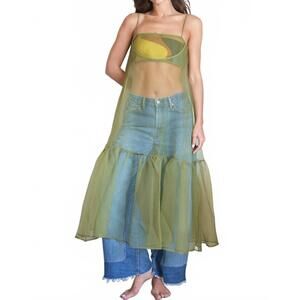 NEW ESTHE cut-out organza dress in green